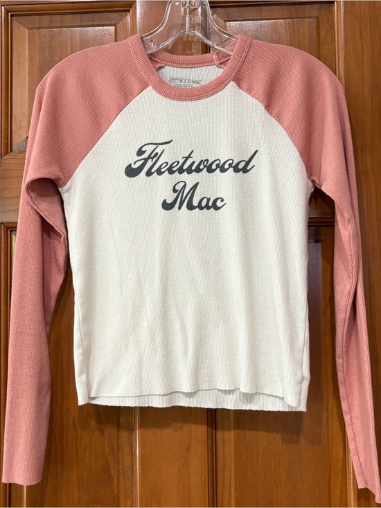 Fleetwood Mac Tops - Fleetwood Mac Raglan Long Sleeve Tee - Cream & Dusty Rose